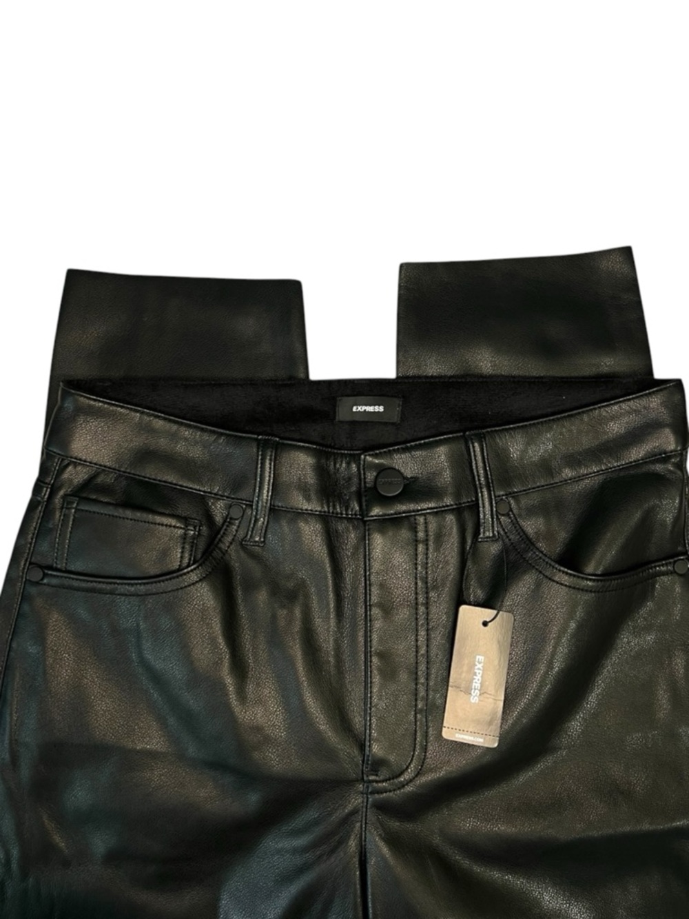 Express High Waisted Faux Leather 90s Skinny Pant Size 6 - Picture 6 of 9